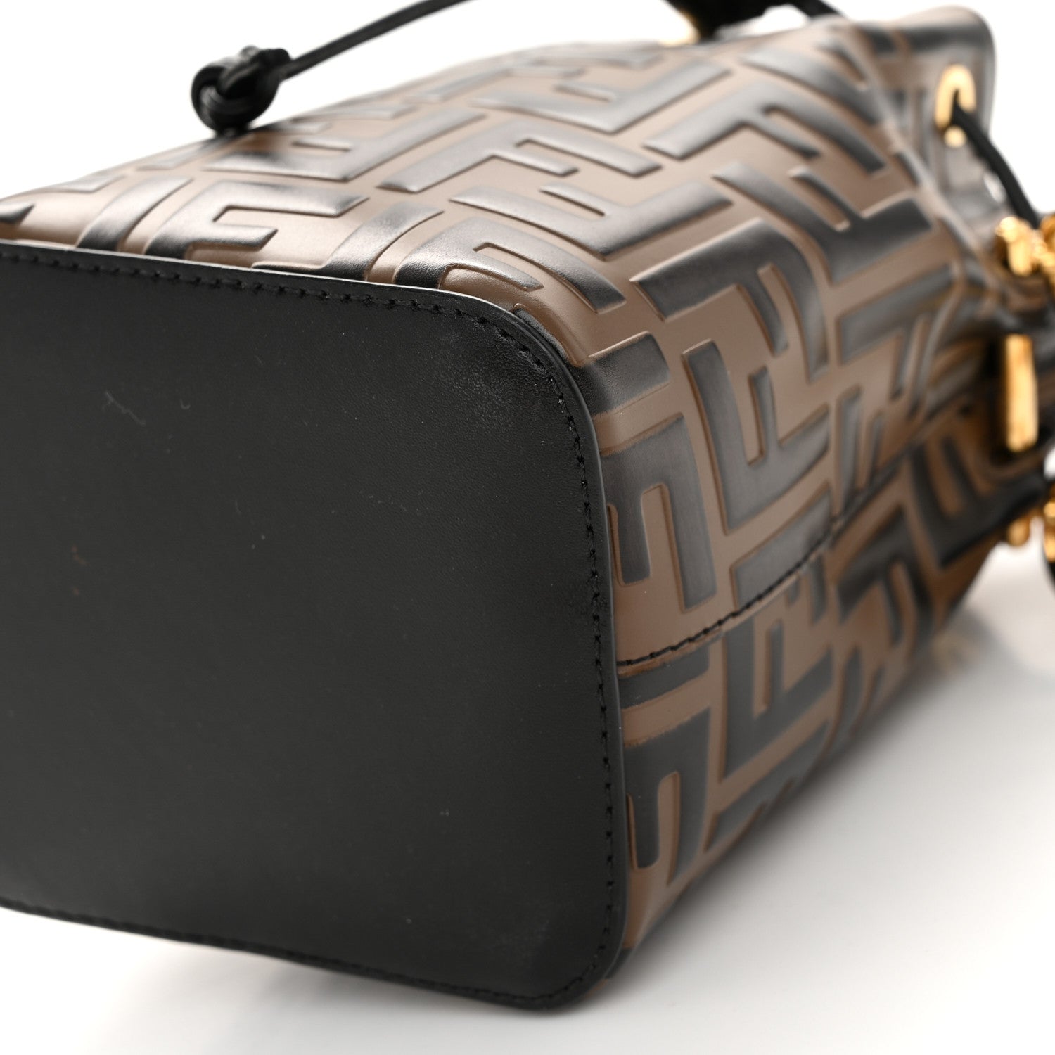 Fendi Vitello Liberty F is Fendi Bi-Color FF 1974 Embossed Mini Mon Tresor Bucket Bag Maya Black 10 of 10