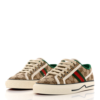 Gucci GG Monogram Web Womens 1977 Tennis Sneakers 36 Beige Ebony Mystic White 3 of 8