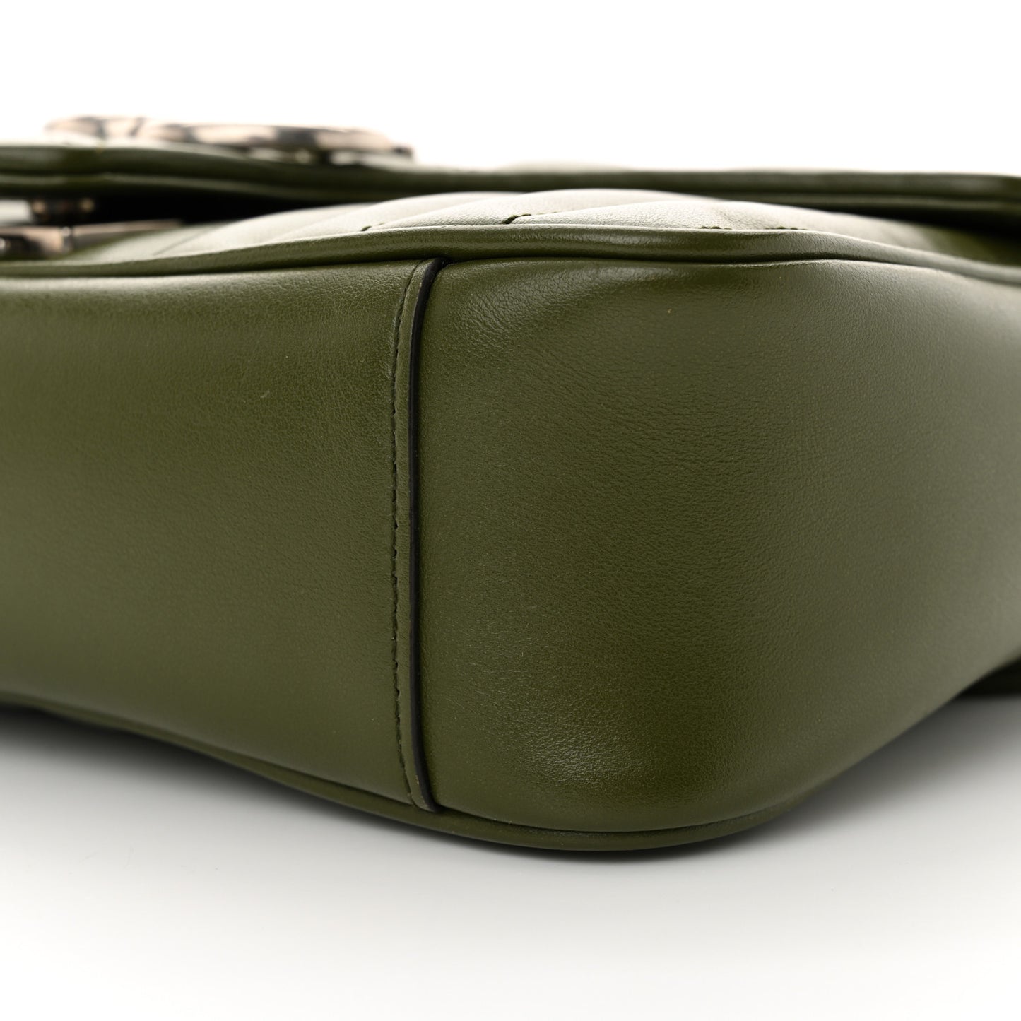 Calfskin Matelasse Aria Small GG Marmont Shoulder Bag Military Wood