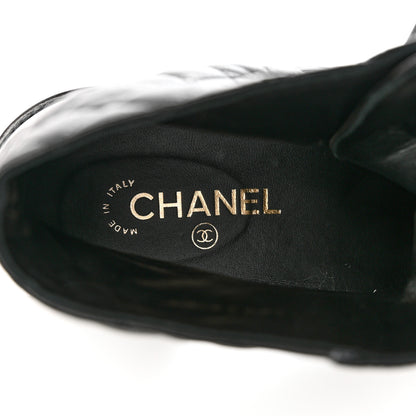 Chanel Shiny Calfskin Quilted Lace Up Combat Boots 41 Black 7 of 9