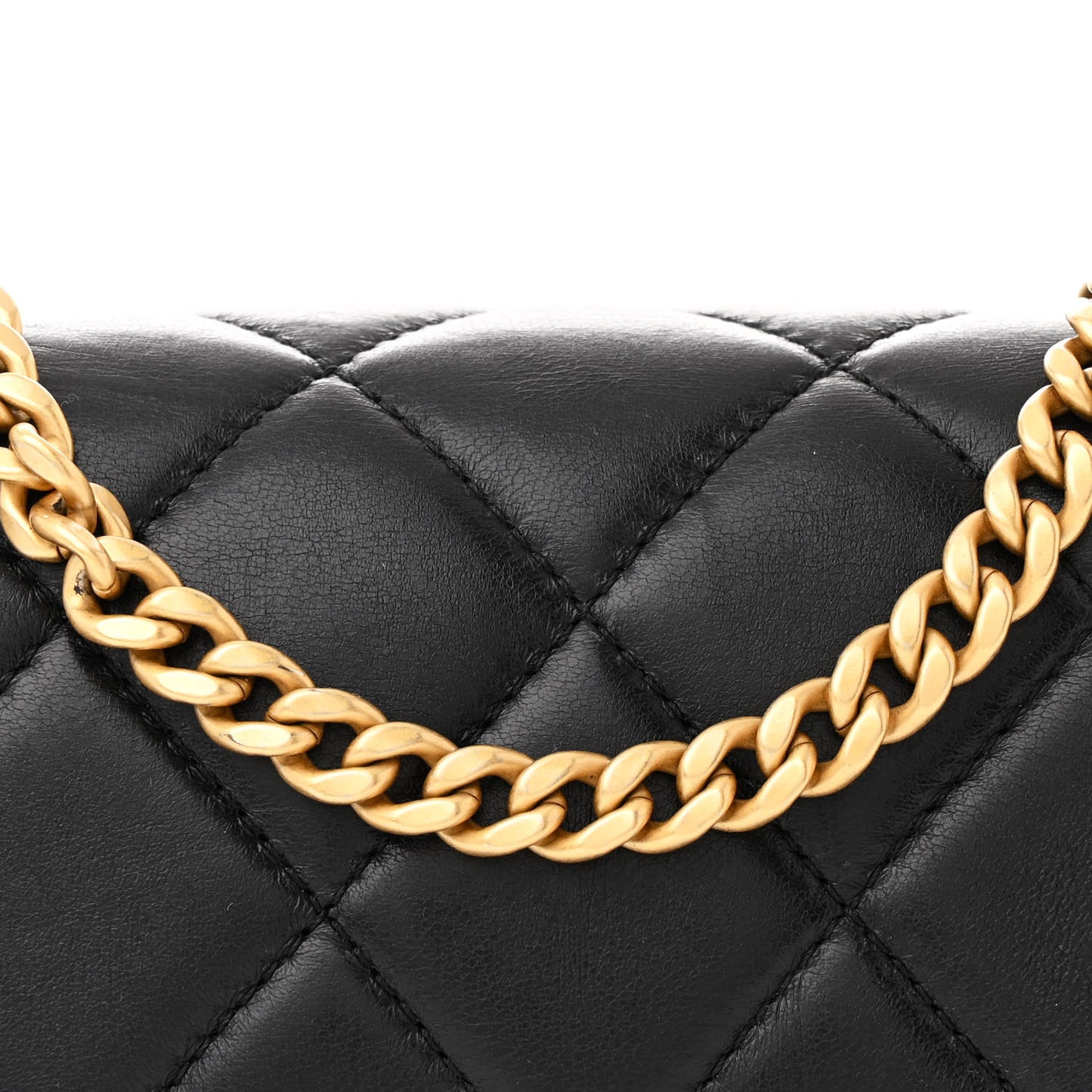 Lambskin Enamel Quilted Mini Pending CC Square Flap Black