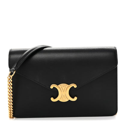 Celine Shiny Calfskin Triomphe Margo Wallet on Chain Black 1 of 10