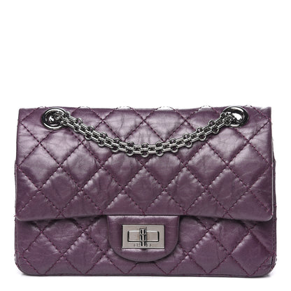 Chanel Metallic Aged Calfskin Quilted 2.55 Reissue 224 Flap Plum 1 of 12