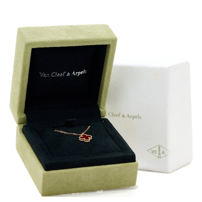 Van Cleef & Arpels 18K Rose Gold Carnelian Sweet Alhambra Pendant Necklace 6 of 6