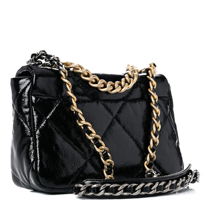 Chanel Shiny Crumpled Calfskin Quilted Medium Chanel 19 Flap Black 3 of 11
