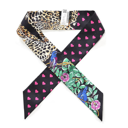 Hermes Silk Jungle Love Love Twilly Black Vert Rose Vif 1 of 4