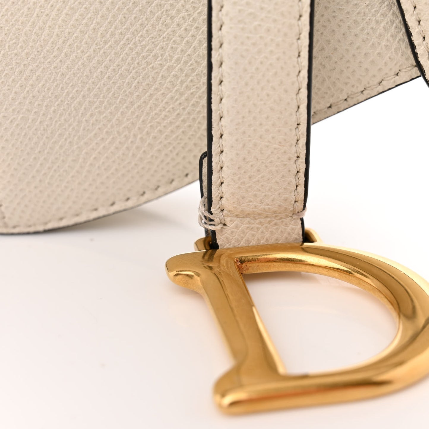 Grained Calfskin Mini Saddle Bag White
