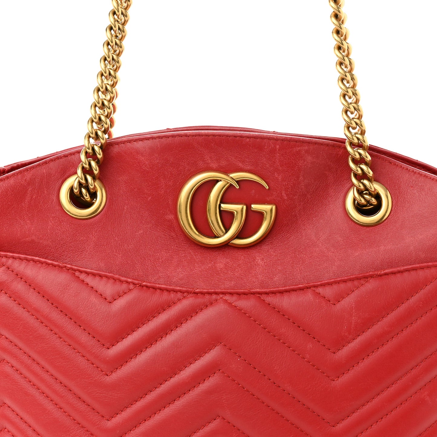 Calfskin Matelasse Medium GG Marmont Open Top Shoulder Bag Hibiscus Red