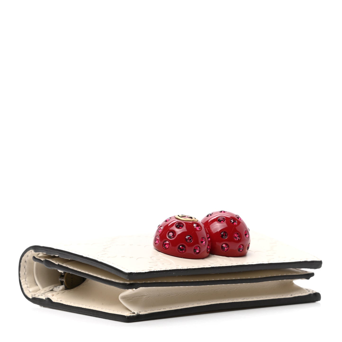 Guccissima Cherries Card Case Wallet White