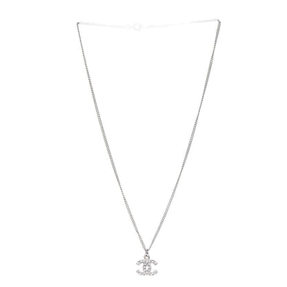 Chanel Crystal Timeless CC Necklace Silver 4 of 8