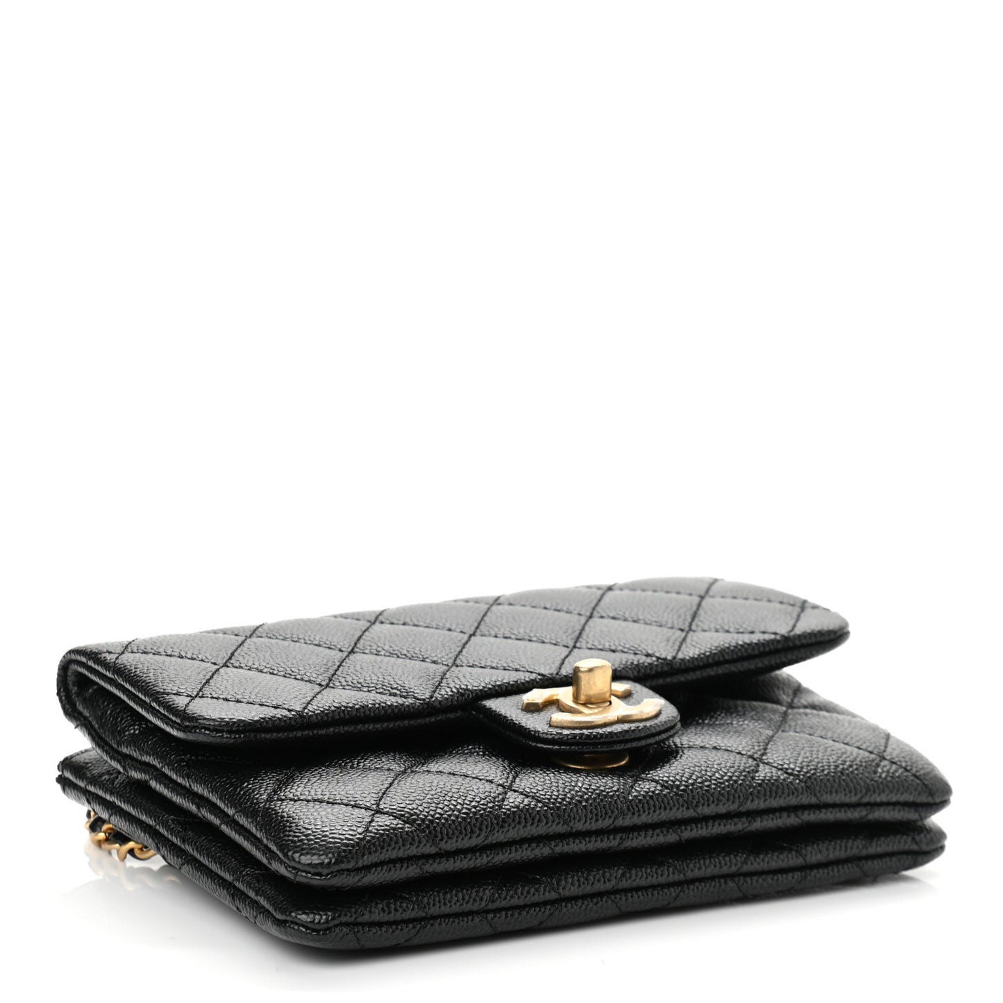 Shiny Caviar Pick Me Up Flap Belt Bag Black