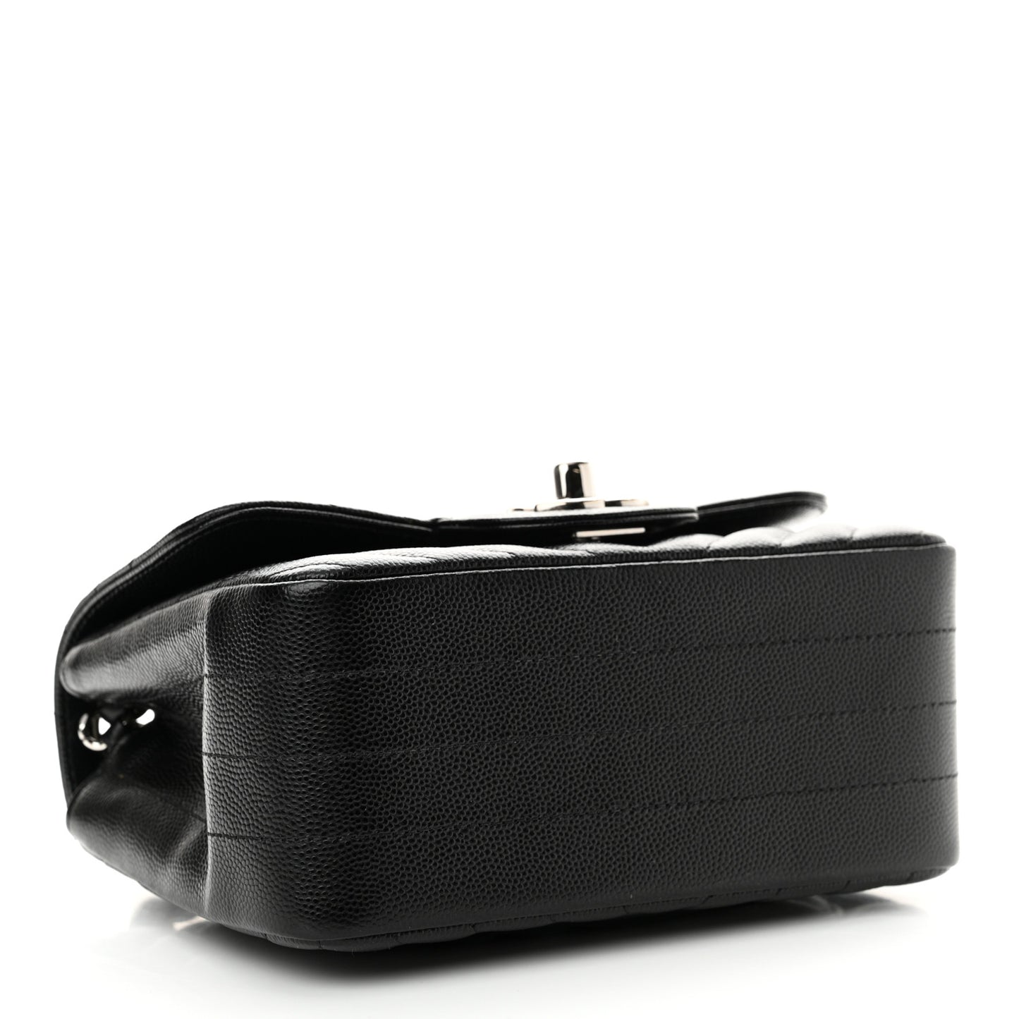 Caviar Chevron Quilted Mini Square Flap Black