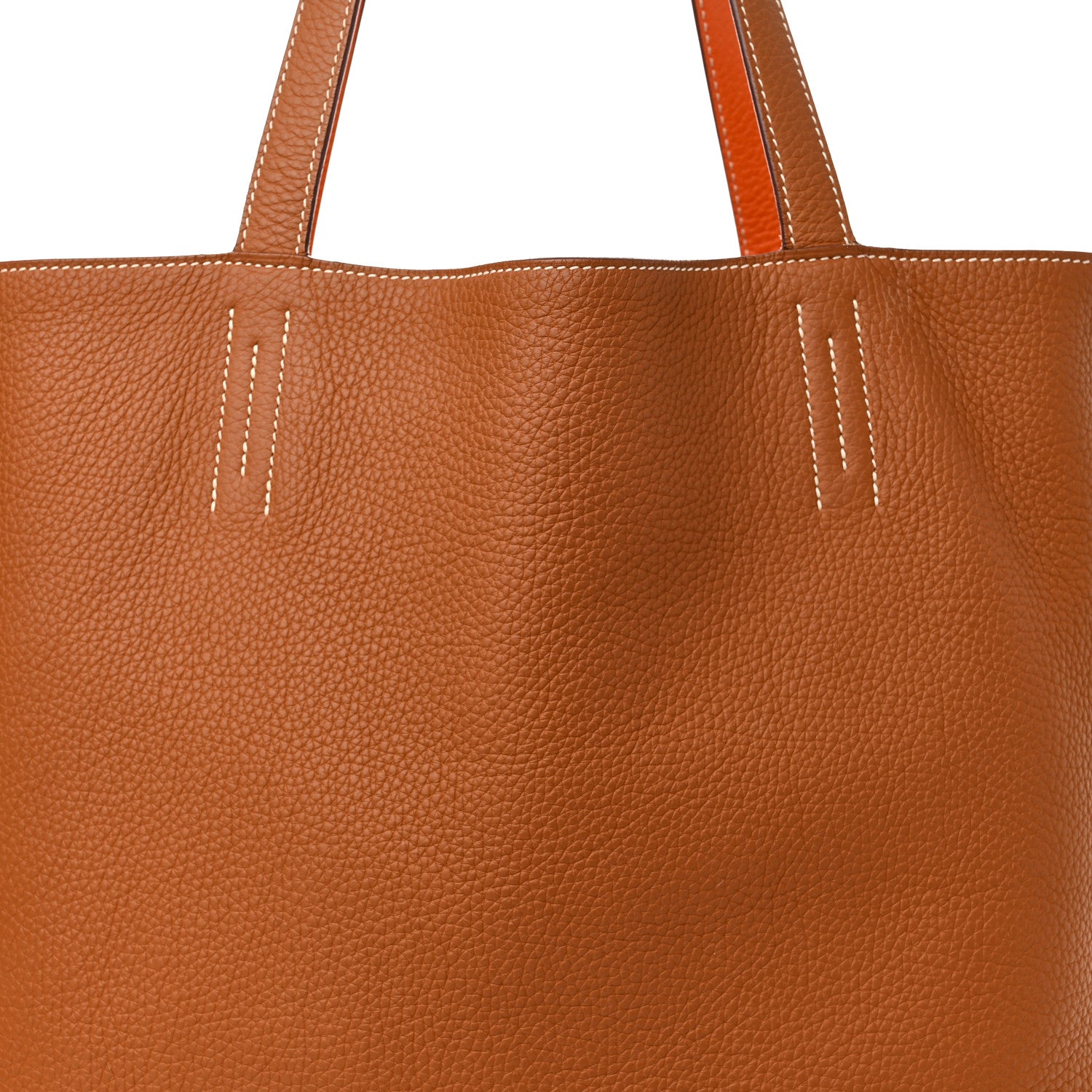 Hermes Taurillon Clemence Double Sens 45 Reversible Tote Orange Gold 10 of 17