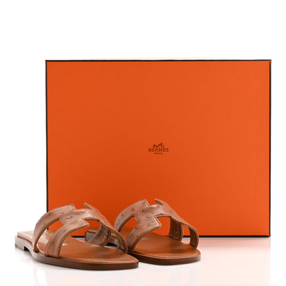 Hermes Ostrich Oran Sandals 35 Naturel 10 of 10