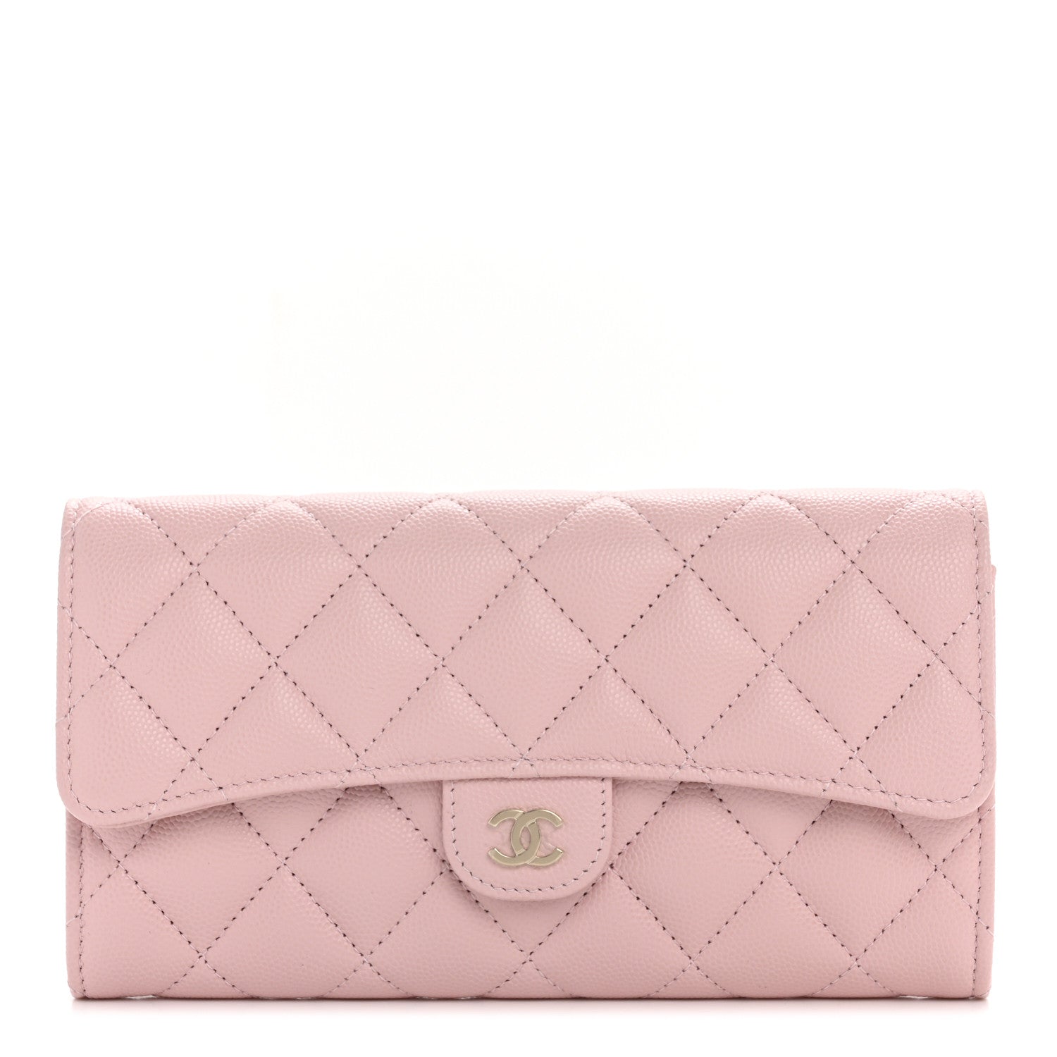 Chanel Caviar Quilted Large Gusset Flap Wallet Light Pink 1 of 9