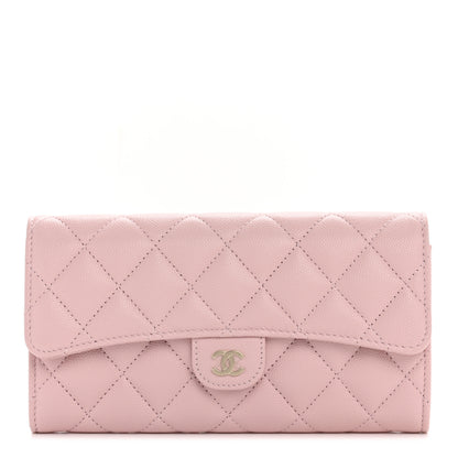 Chanel Caviar Quilted Large Gusset Flap Wallet Light Pink 1 of 9