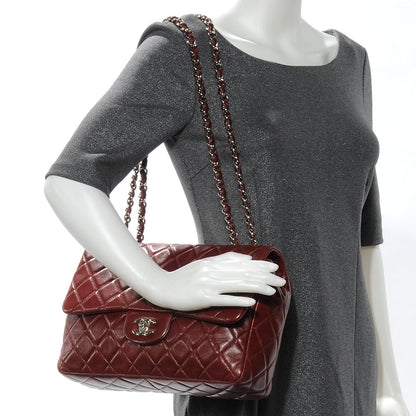 Chanel Lambskin Jumbo Single Flap Dark Red 2 of 8