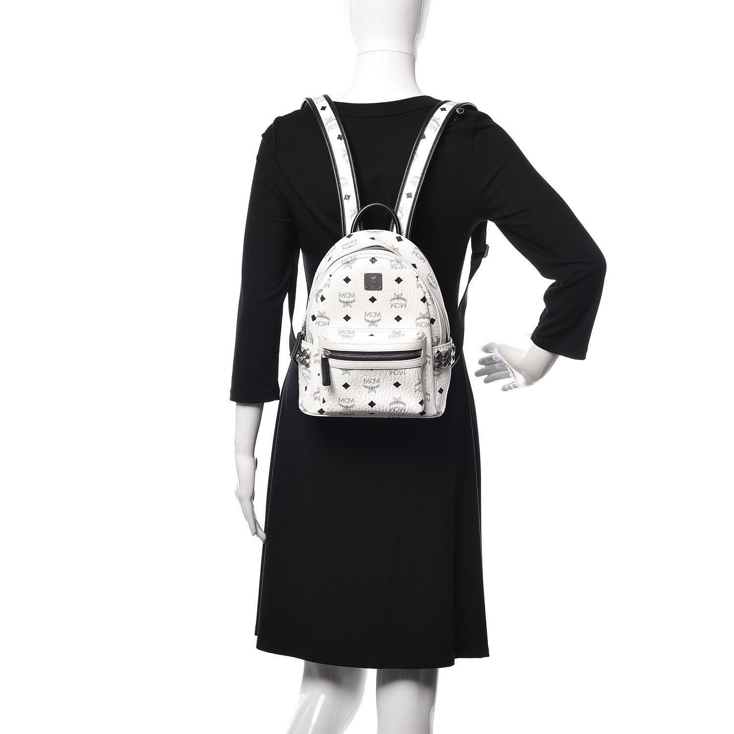 MCM Visetos Side Stud Mini Stark Backpack White 2 of 8