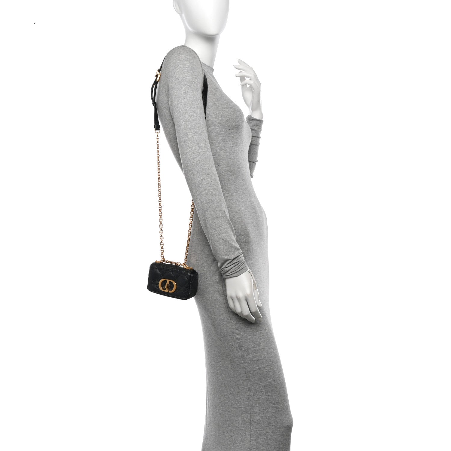 Christian Dior Supple Calfskin Cannage Micro Caro Bag Black 2 of 11