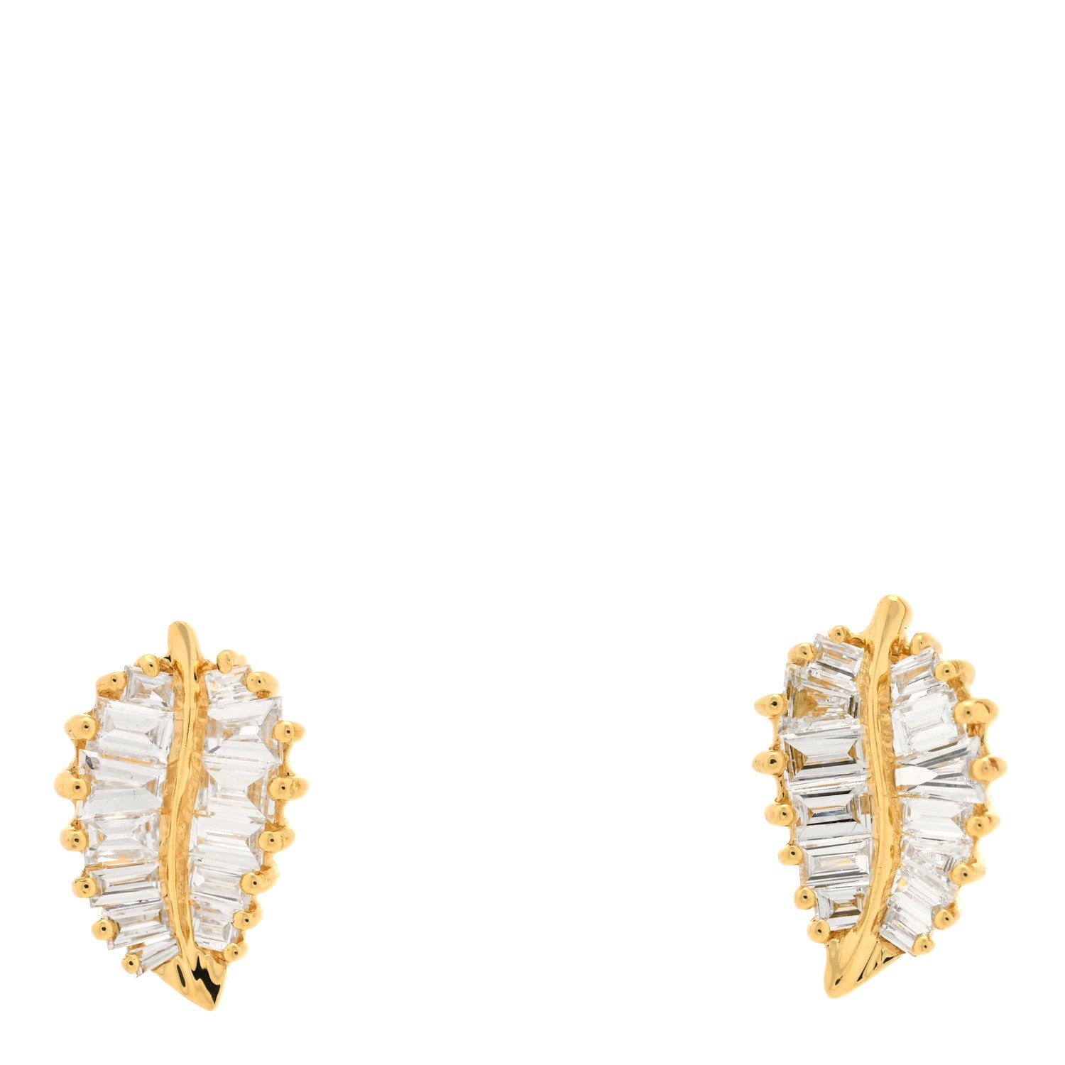 Anita Ko 18K Rose Gold Diamond Small Palm Leaf Earrings 1 of 5