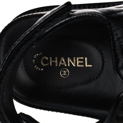 Chanel Grained Calfskin Velcro Dad Sandals 38.5 Black 7 of 12