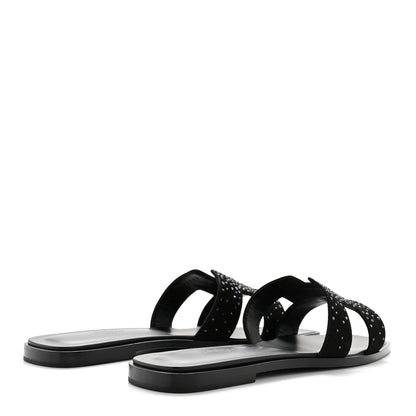 Hermes Suede Crystal Embellished Oran Sandals 40 Black 5 of 10