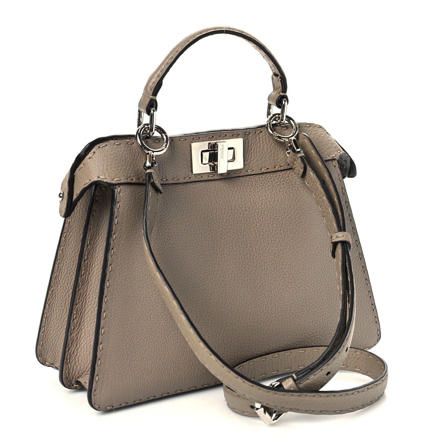 Fendi Cuoio Romano Selleria Chamois Small Peekaboo I SEE U Satchel Corda Camelia Cipria 3 of 9