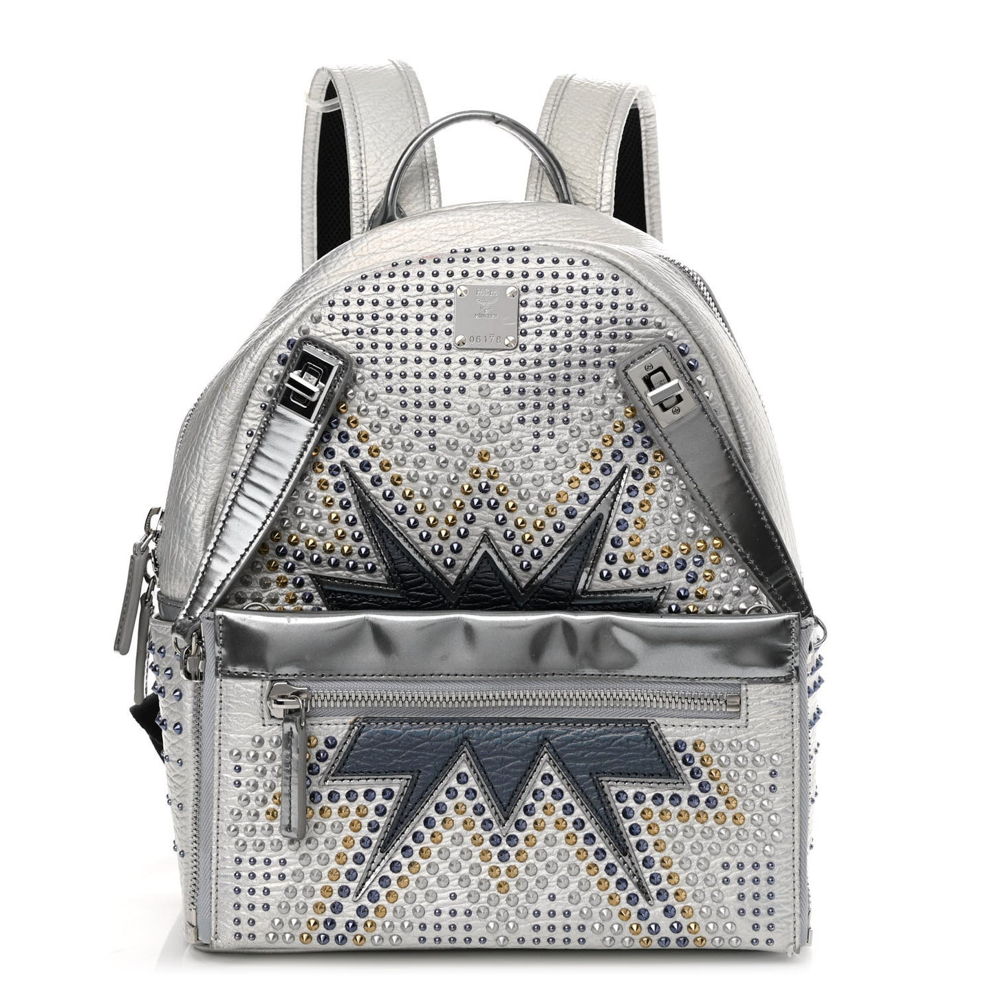 Visetos Medium Studded Stark Cyber Flash Backpack Silver