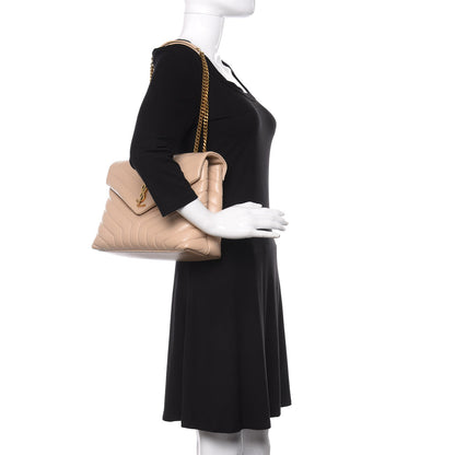 Saint Laurent Calfskin Y Quilted Monogram Medium Loulou Chain Satchel Nude Powder 2 of 10