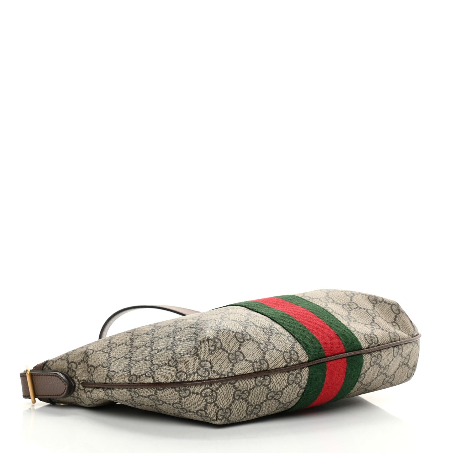GG Supreme Monogram Web Small Ophidia Half Moon Hobo Brown
