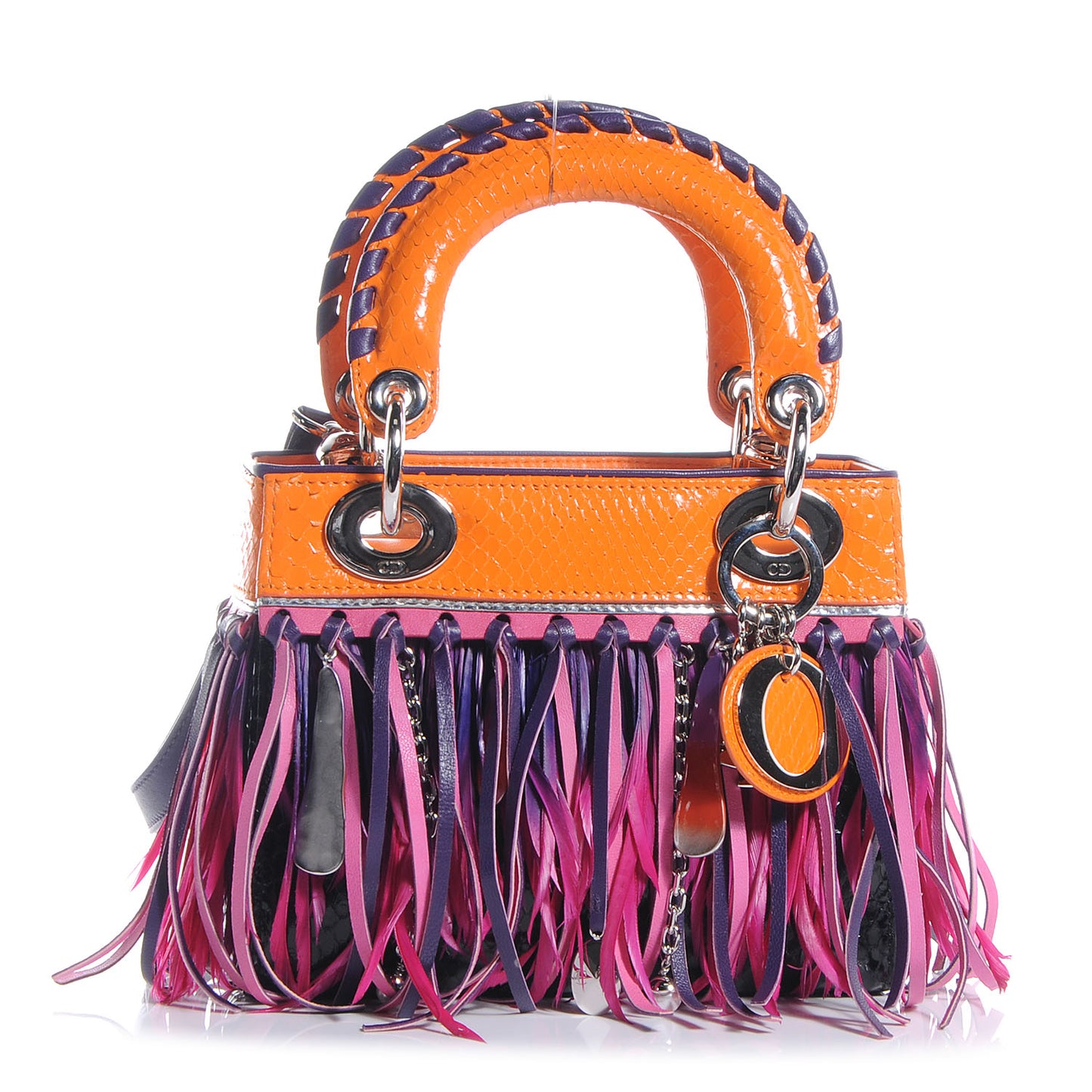 Python Lambskin Fringe Mini Lady Dior