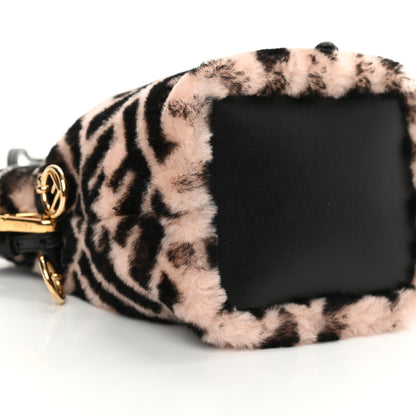 Fendi Shearling F is Fendi Macro FF 1974 Diagonal Mini Mon Tresor Bucket Bag Light Rose Black 9 of 11