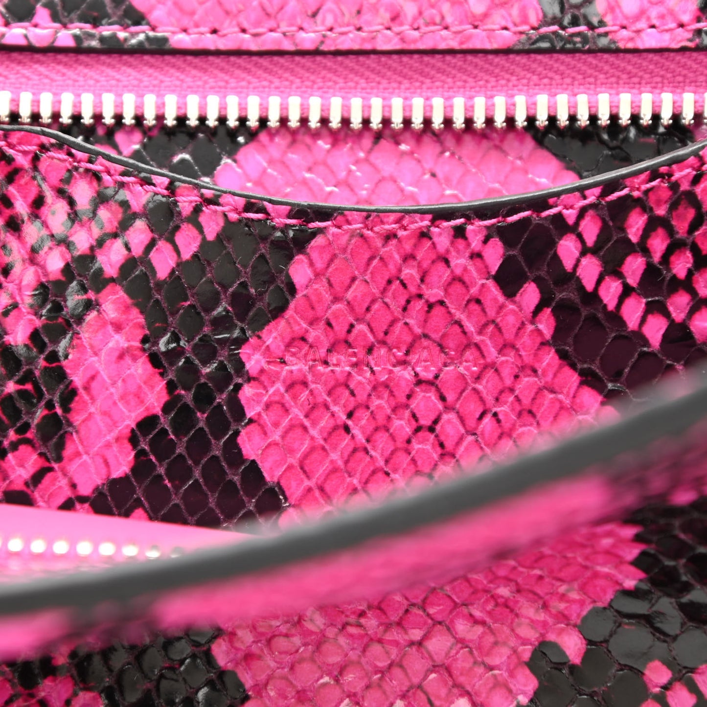 Calfskin Python Effect Neo Classic Silver Hardware Mini City Fuchsia Black
