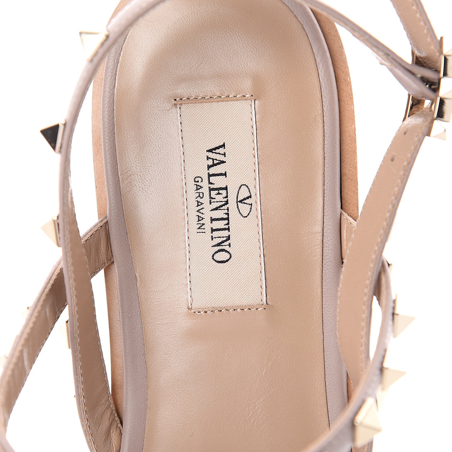 Valentino Garavani Nappa Rockstud T-Strap Slingback Flat Sandals 41 Poudre 5 of 7