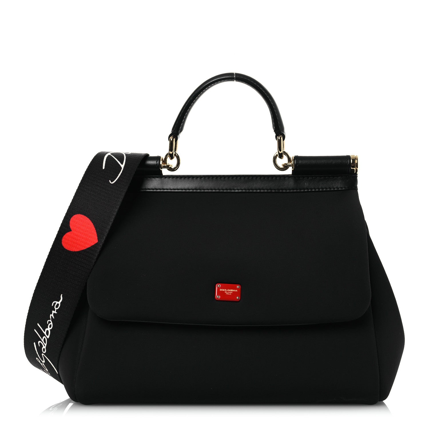 Dolce & Gabbana Neoprene Medium Miss Sicily Satchel Black 1 of 12