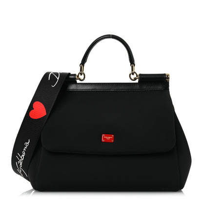 Dolce & Gabbana Neoprene Medium Miss Sicily Satchel Black 1 of 12