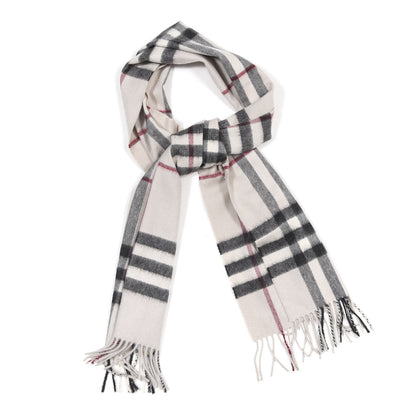 Burberry Cashmere Giant Check Fringe Scarf Stone 1 of 4