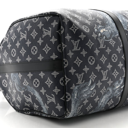 Louis Vuitton Savane Monogram Lion Chapman Keepall Bandouliere 55 Encre 9 of 11