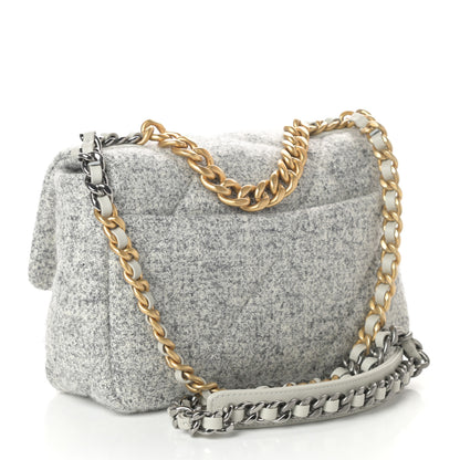 Chanel Tweed Quilted Medium Chanel 19 Flap Grey Ecru 3 of 11