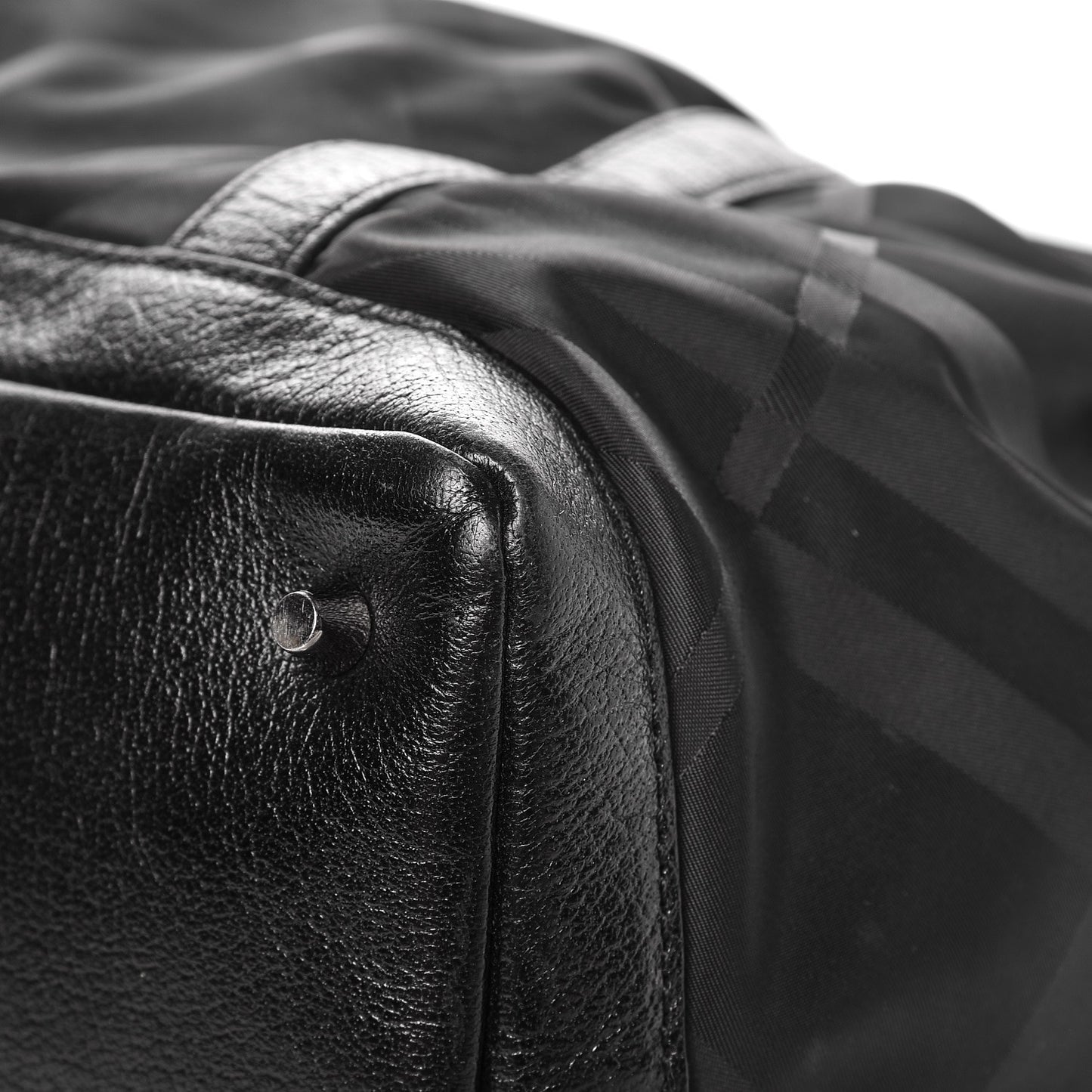 Nylon Tonal Check Diaper Bag Black