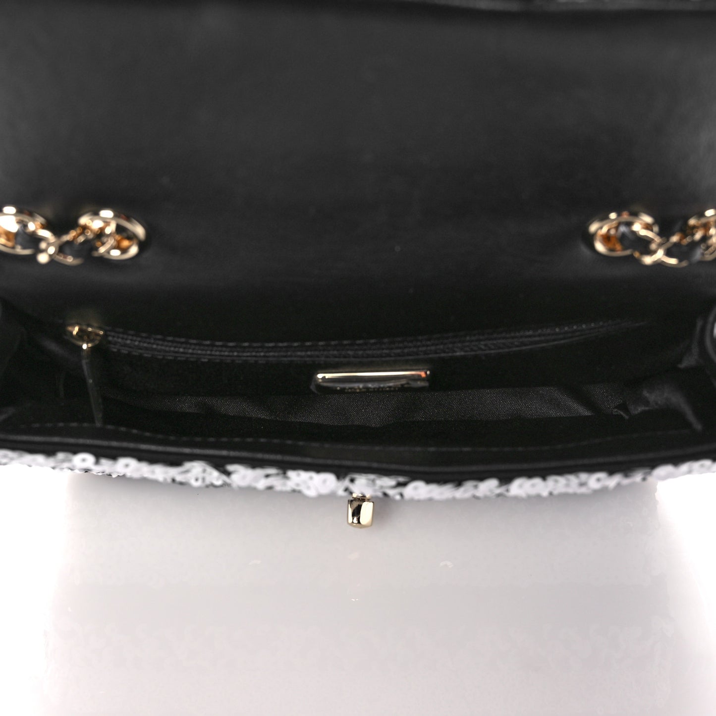 Sequin Classic Small Flap Black White