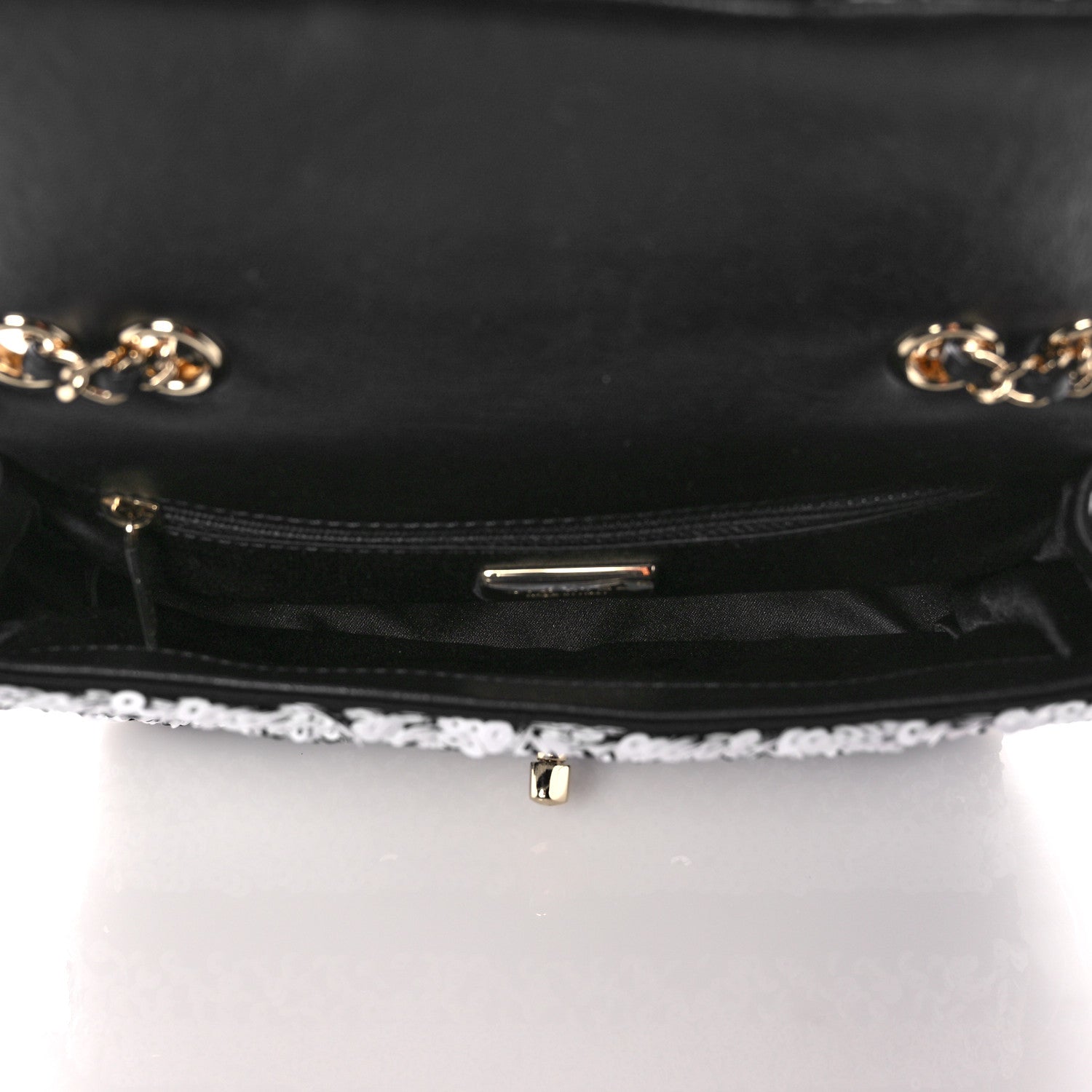 Chanel Sequin Classic Small Flap Black White 6 of 8