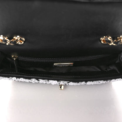 Chanel Sequin Classic Small Flap Black White 6 of 8