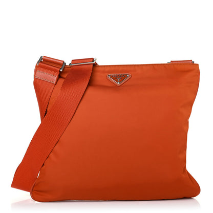 Prada Nylon Vela Flat Messenger Bag Orange 1 of 4