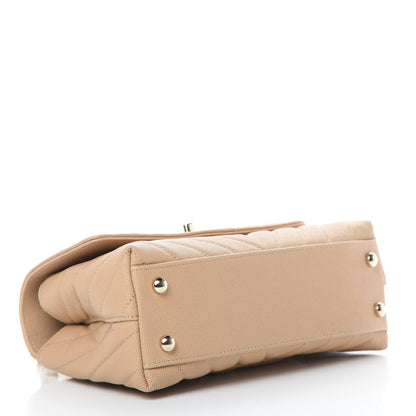 Chanel Caviar Chevron Quilted Mini Coco Handle Flap Beige 4 of 11