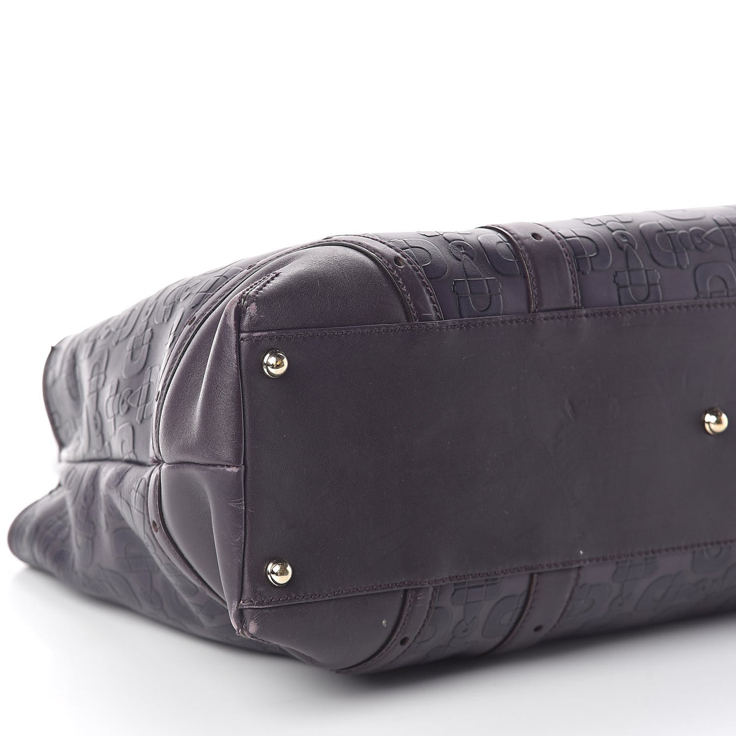 Calfskin Horsebit Embossed Large Glam Shoulder Bag Purple
