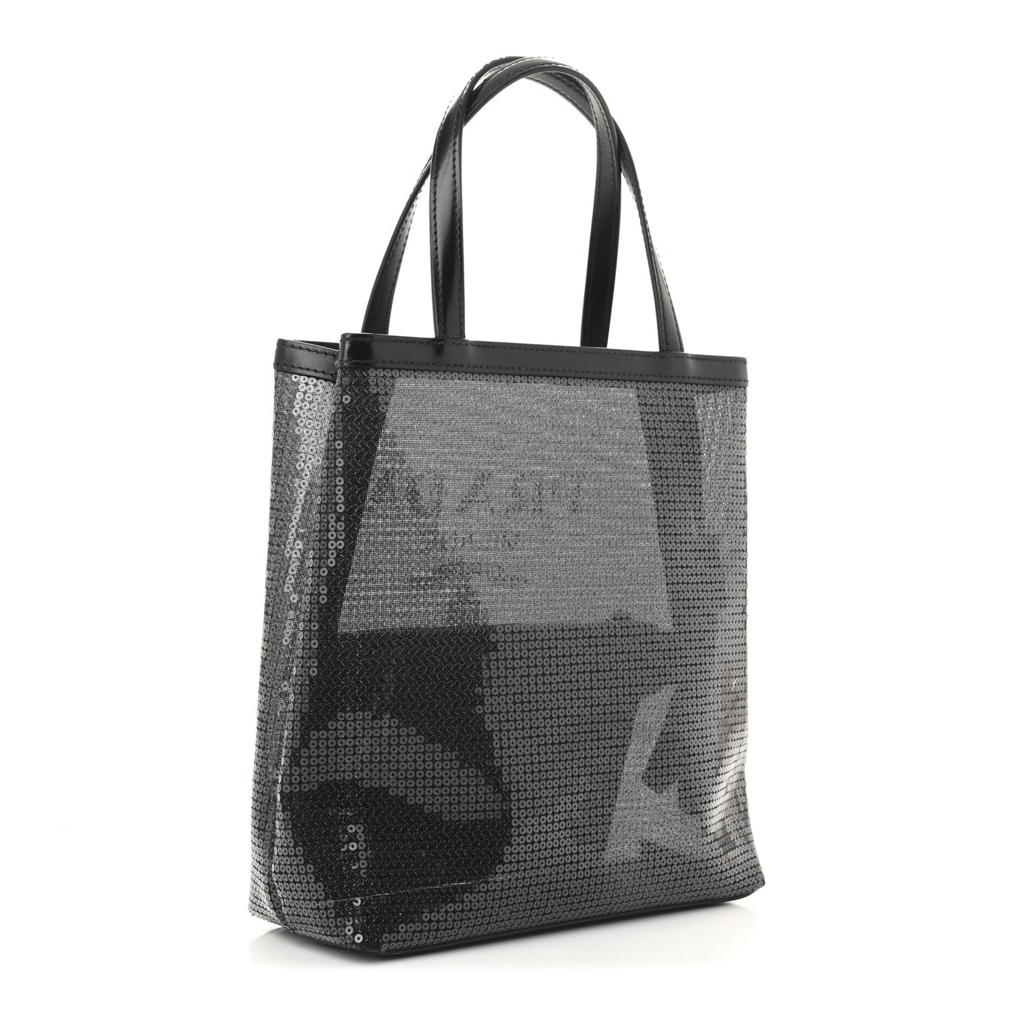 Sequin Rete Paillettes Small Tote Bag Black