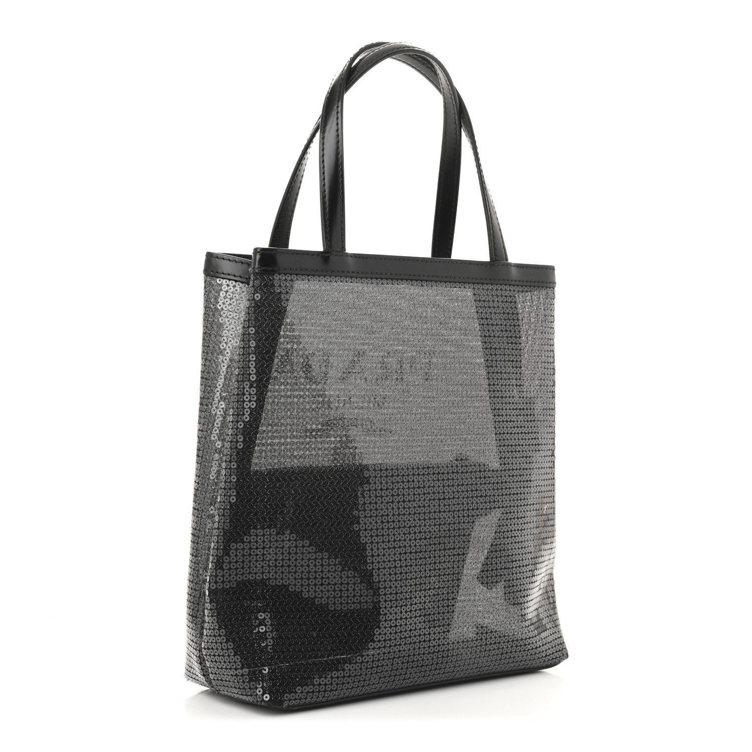 Prada Sequin Rete Paillettes Small Tote Bag Black 4 of 15