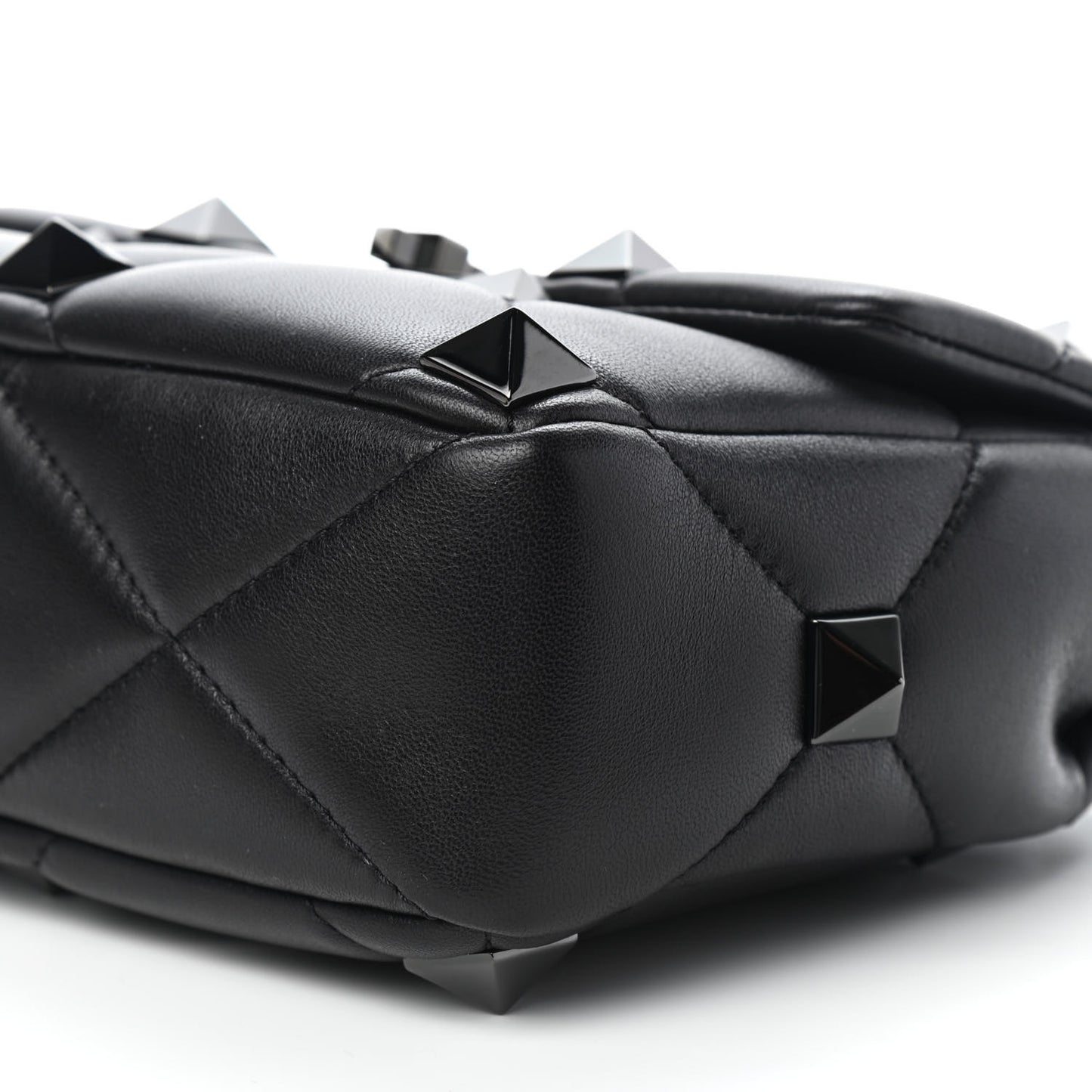 Nappa Monochrome Large Roman Stud Shoulder Bag Black
