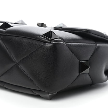 Valentino Garavani Nappa Monochrome Large Roman Stud Shoulder Bag Black 8 of 8